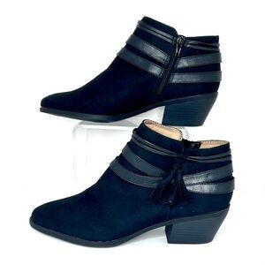 LifeStride Boots Womens 10 M Paloma Tassel Casual Zip Ankle Bootie Black Fabric
